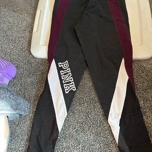 PINK Victoria's Secret Kids Black and Dark Purple Leggings